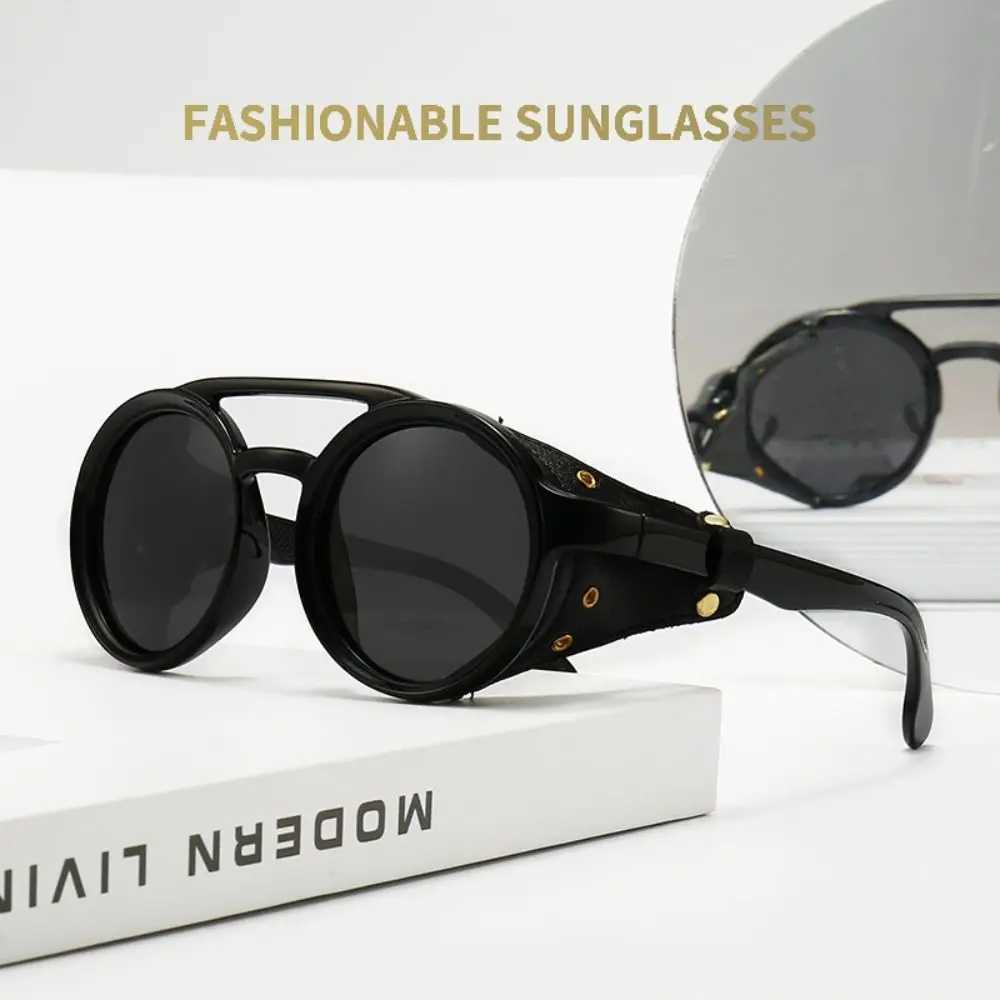 Fashion Sun-Protective Round Sunglasses Punk Outdoor Eyewear Driving Glasses Black Shades Riding Goggles Z250411