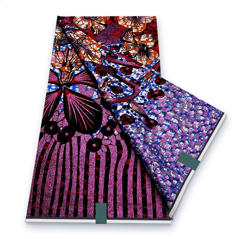 Original Heavy Quality Grand Wax Glitter Fabrics Soft Cotton Ankara Printed Wax Materials 6Yardss For Nigerian Clothes HY101 250407