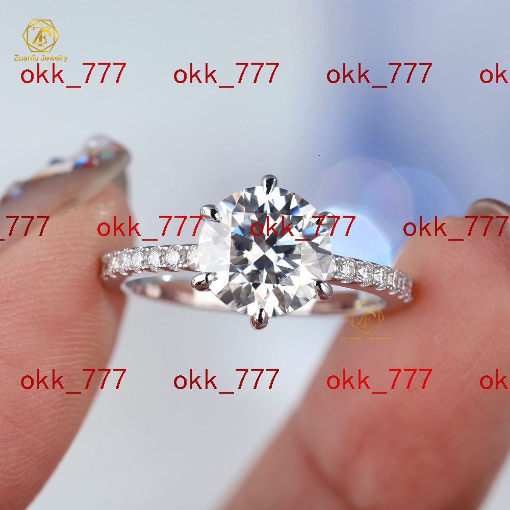Silver Women Ring 8mm Moissanite Diamond Jewelry White Gold Plated S925 Sterling Silver VVS Engagement Moissanite Rings