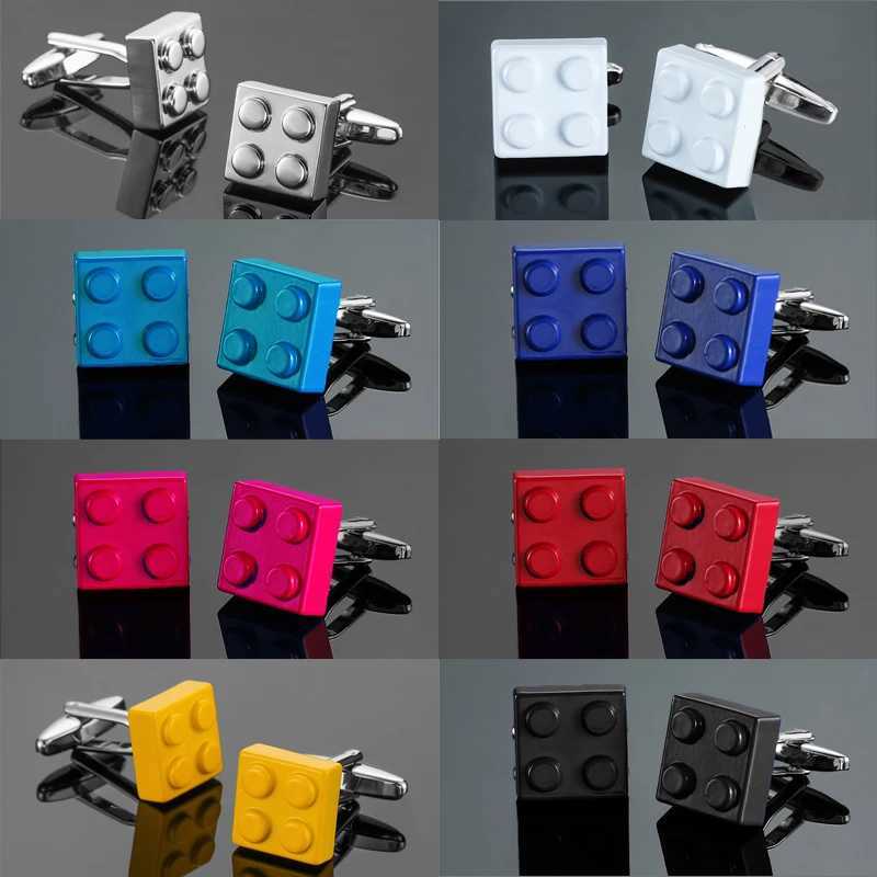 High quality mens shirt cufflinks classic multi-color building blocks cufflinks business set accessories jewelry giftsT250412