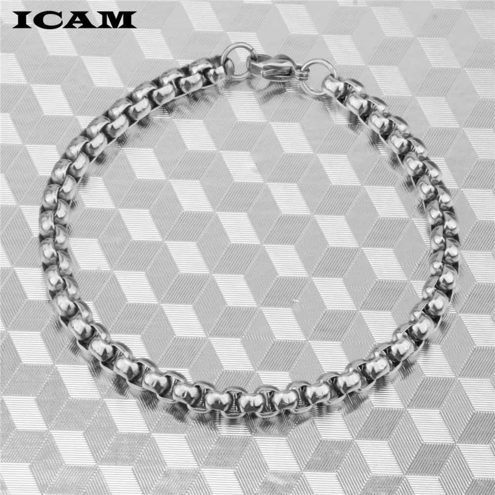 ICAM pulseira masculina Stainless Steel 2/3/4/5mm Box chain bracelets Square Rolo Bracelet bangle MEN jewelry gift Good qualityC250411