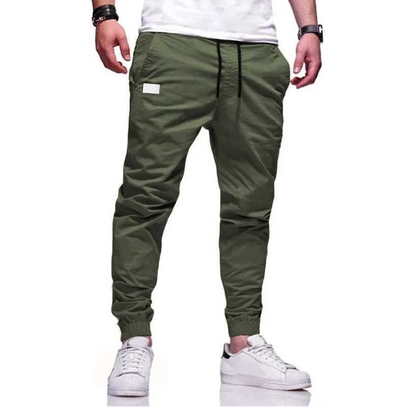 New slim casual pants simple European and American casual solid color splicing work leather pants young trendy pants W250411