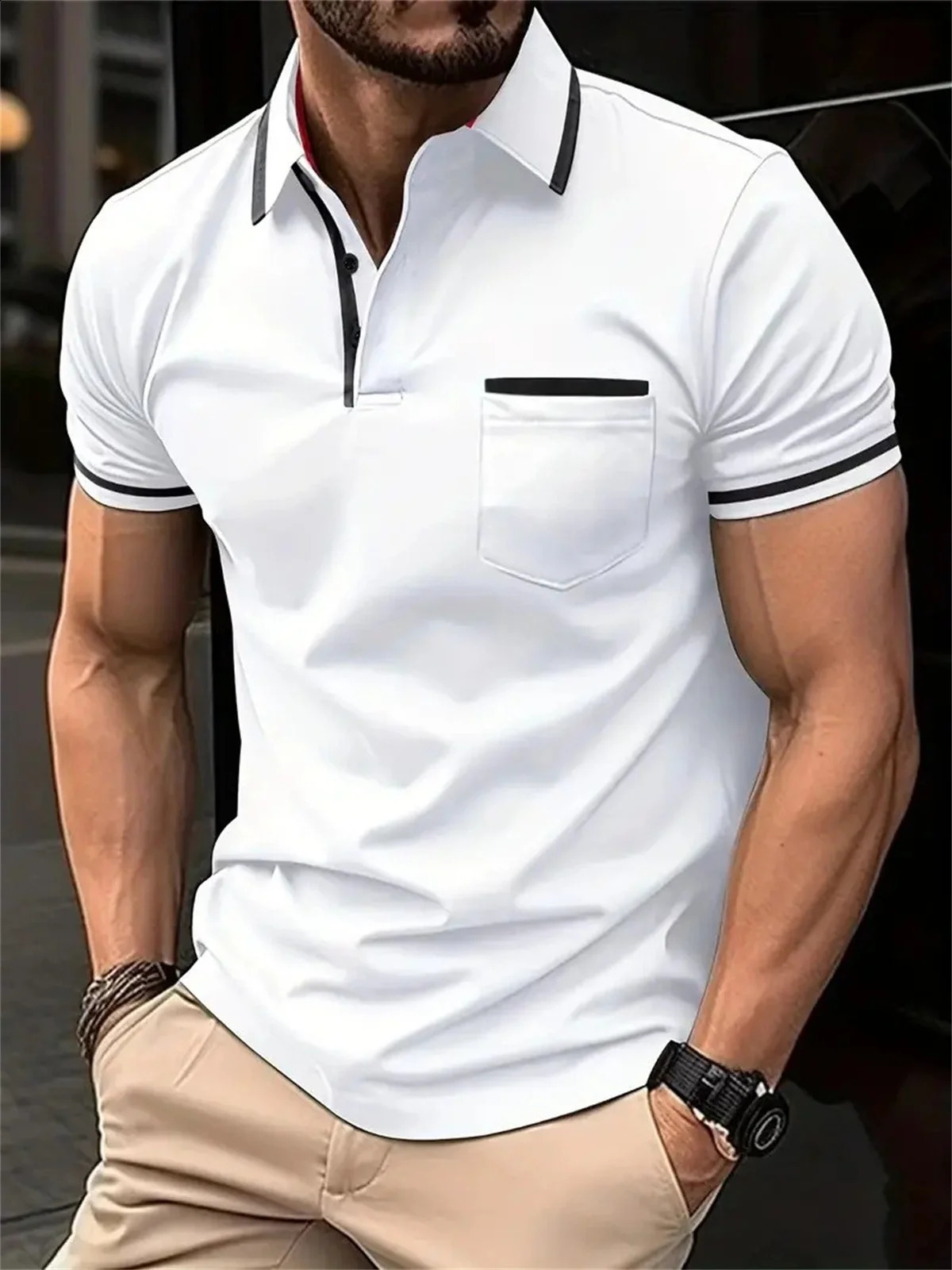 Mens clothing Carefully Selected Boutique Color Contrast Outdoor Sports Jogging Fishing Leisure Simple High-end Mens T Shirt 250408