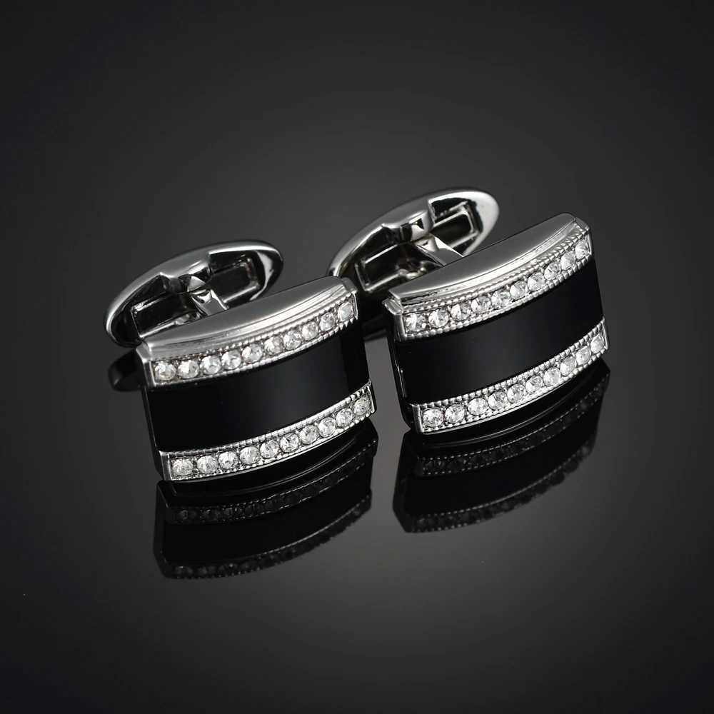 Luxury mens shirt cufflinks brand cufflinks black gemstones high-quality abotoaduras customersT250412