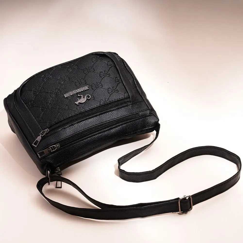 Casual Crossbody Bag Simple Large Capacity Multi-layered Shoulder Bag for Mom Fashionable Vintage PU Leather Polyester LiningT2511112