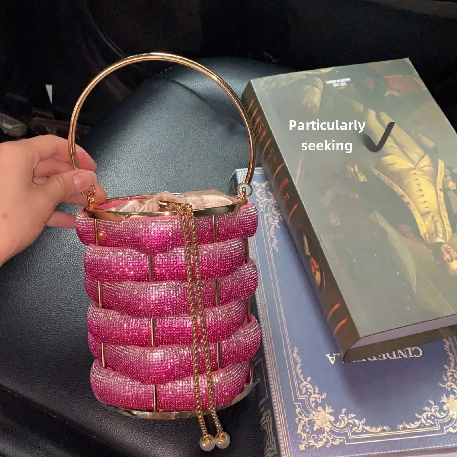 Sparkg Metal Woven Handbag Basket Birdcage Party Bucket Handheld Crossbody Small Bag Fashionable Handmade Weaving