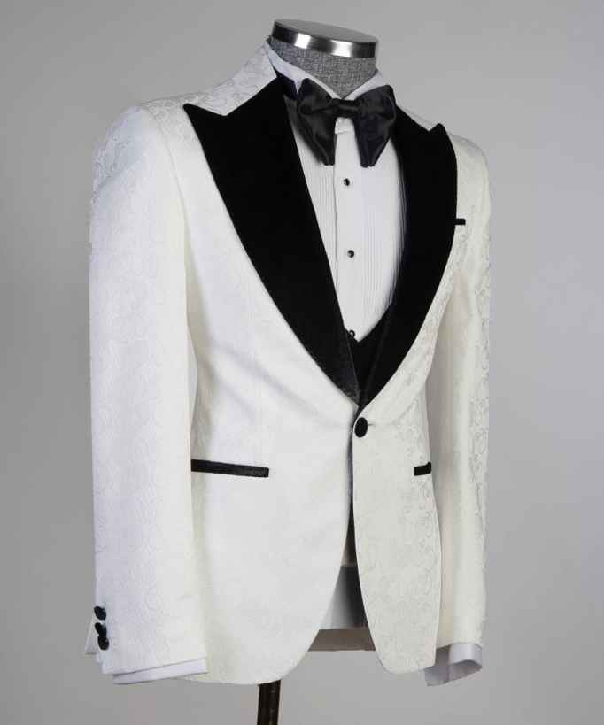 Wedding Mens Tuxedos Floral Pattern Party Birthday Groom Wear Customized Cosplay Outfits 3 Pieces