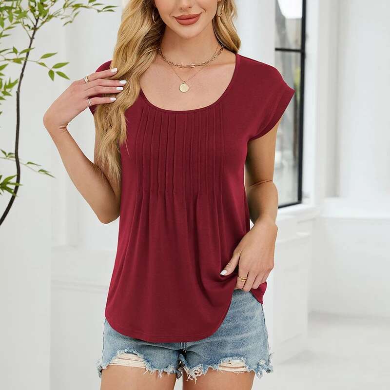 Short Sleeve T Shirt O Neck Solid Casual Tee Tops Female Elegant Summer Shirts For Women Pullover