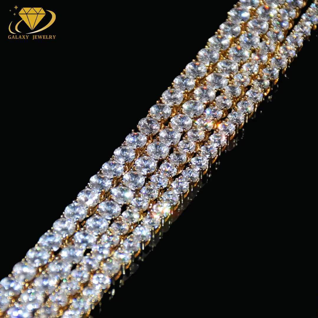High Quality GRA Certified 3mm Tennis Chain Jewelry Hiphop 925 Sterling Silver Iced Out Moissanite Tennis Chain Necklace