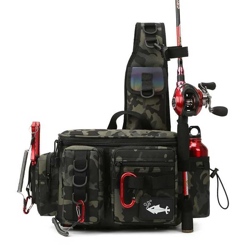 Fishing Equipment Storage Bag Bait Box Gear for Men Waist Bag Fly Fishing with Rod Holder Backpack Wateproof Wear Resistant Z250411