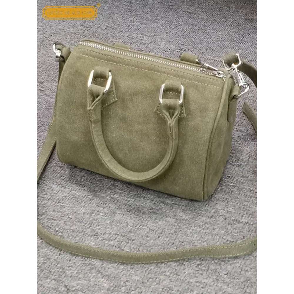 Women Casual Single Shoulder Army Green Canvas Pillow Small Female Tote Handbag Bucket Bag Japanese Crossbody Bags
