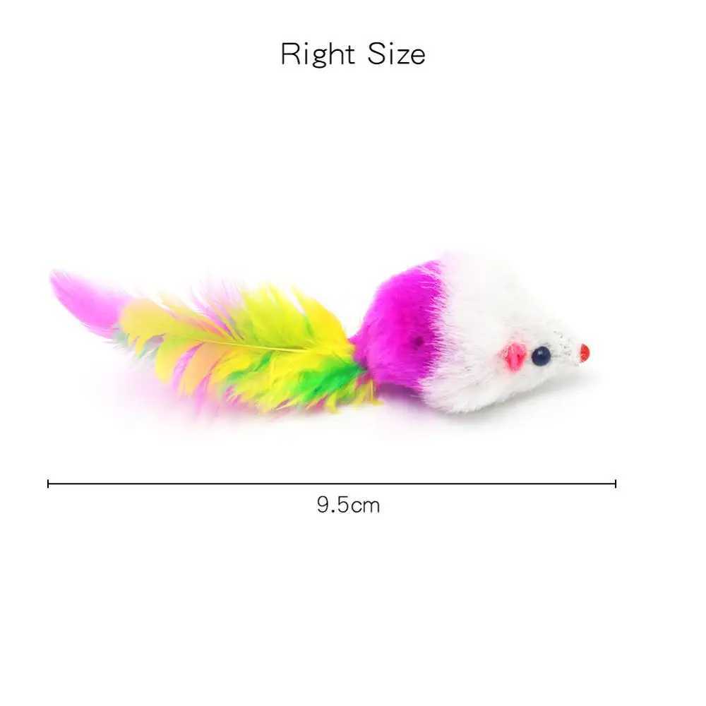 Pawtrip Rabbit Fur Fake Mouse Pet Cat Toy Feather Rainbow Ball Toy Cat Fun Play Toy Cat Y250412