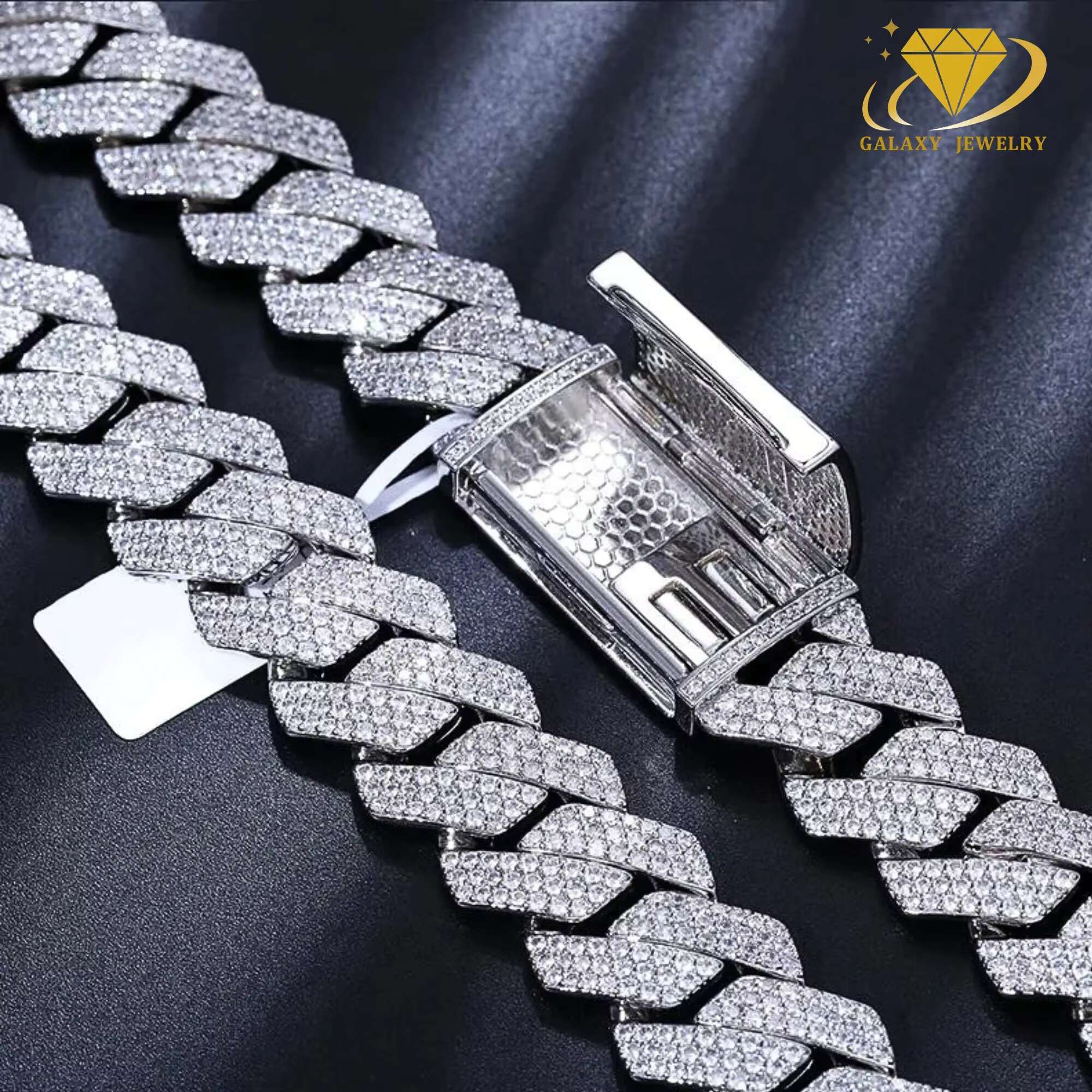 Fine Jewelry 925 Silver Cuban Link Chain Moissanite Iced Out Chain Necklace Miami Cuban Link Hip Hop Cuban Link Chain for Men