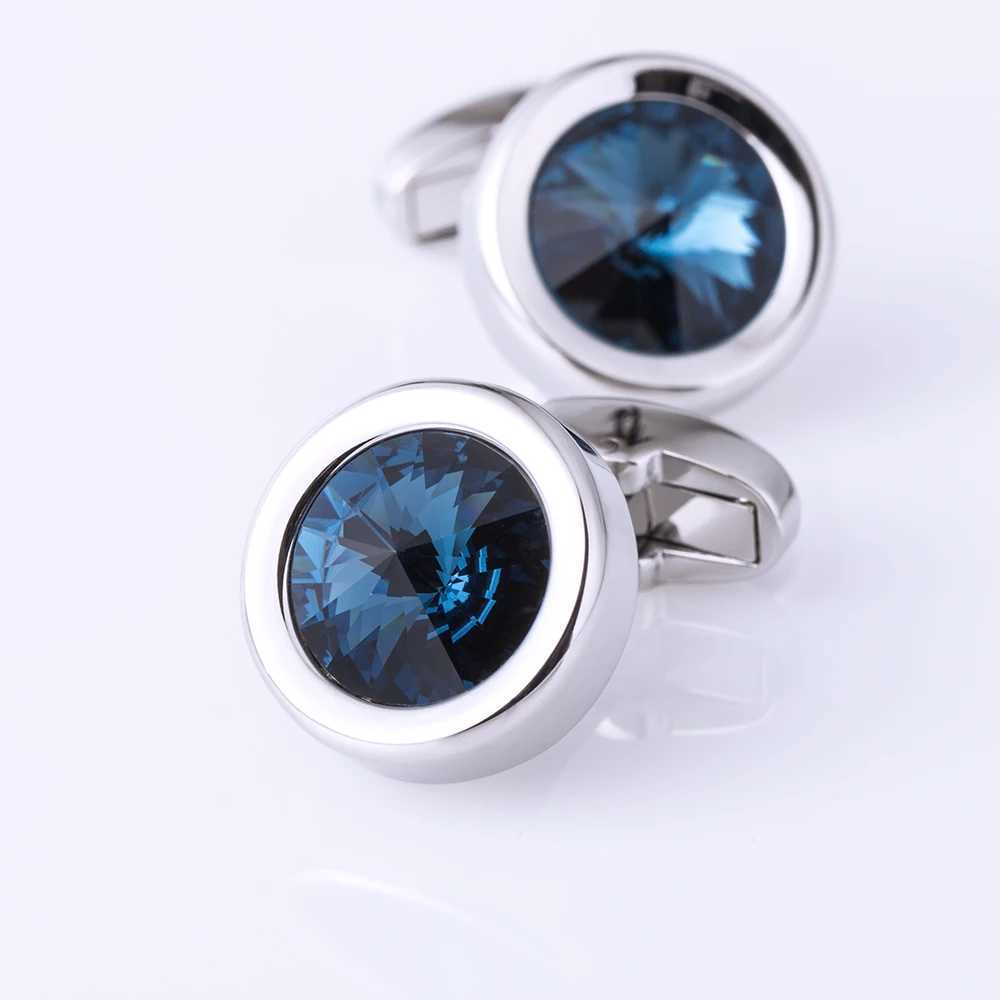 KFLK Jewelry Shirt Cufflinks Mens Brand Crystal Cufflinks Wholesale Designer Button France High Quality Round CustomerT250412