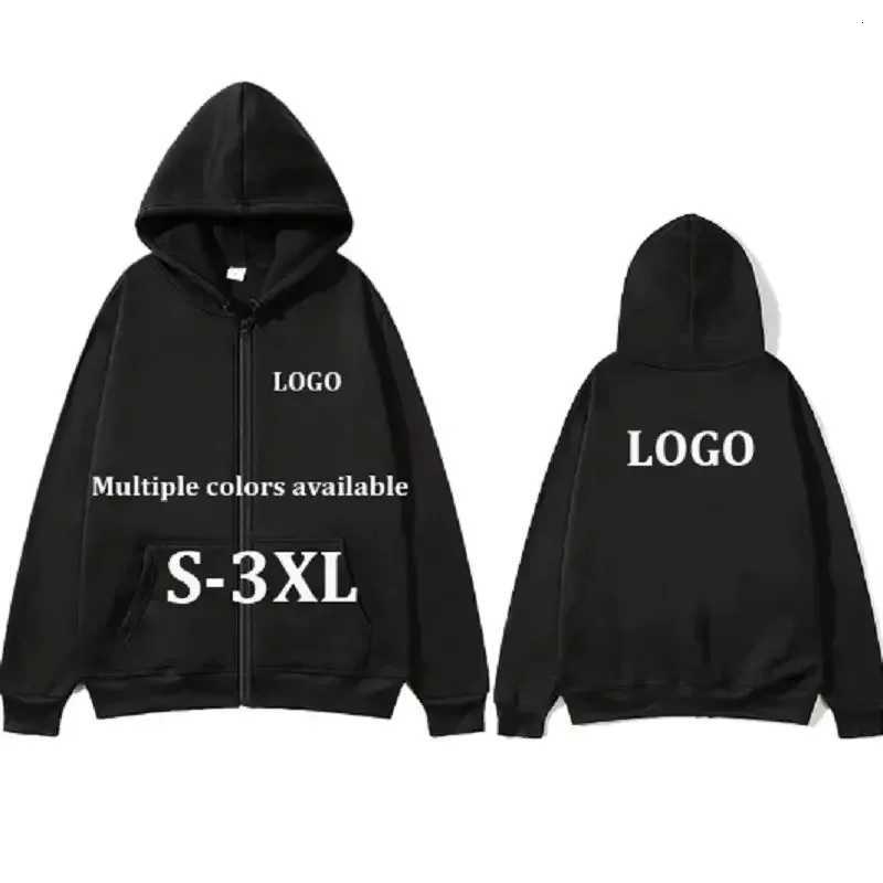 POD customization Customized black gray blue zipper hooded sweatshirt hip-hop sweatshirt skateboarding mens clothingT251112