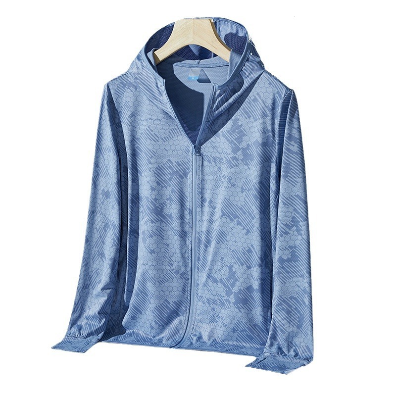 Upf50 Outdoor Sunscreen Clothing Summer Camo Sunscreen Clothing Mens Coat Hooded Long Sleeve Thin Breathable Skin Clothing