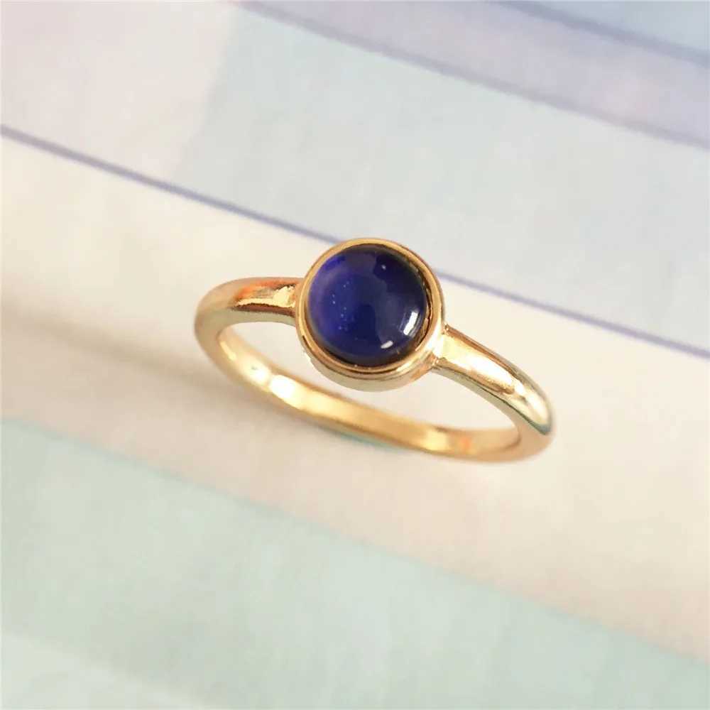 New Ins gold semi-circular gemstone warm mood changing ring suitable for womens fashion jewelryXJ250412