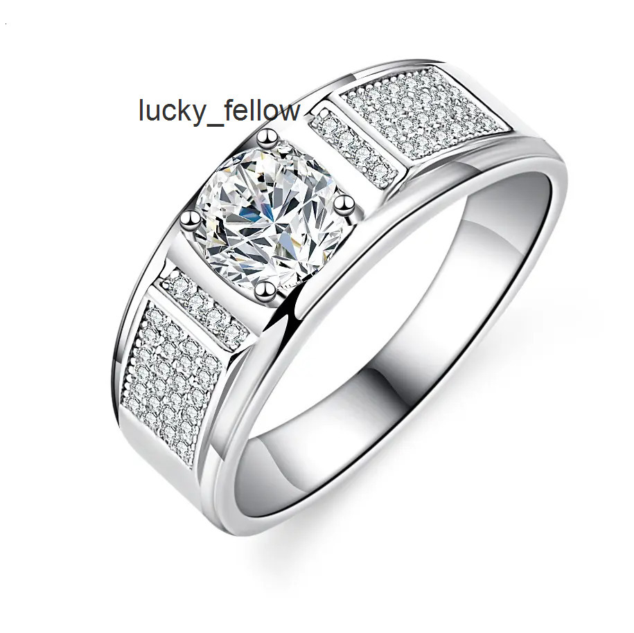 Custom 925 Sterling Silver Moissanite Diamond Ring 1CT 1 Round Brilliant Cut Engagement Adjustable for Men-for Wedding Party