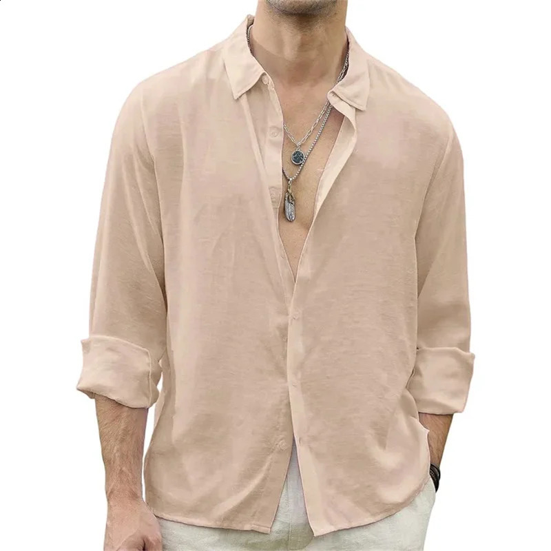 Mens shirts linen shirts regular men casual loose single chest shirt casual spring summer mens tops fast delivery xs-6xl size 250411