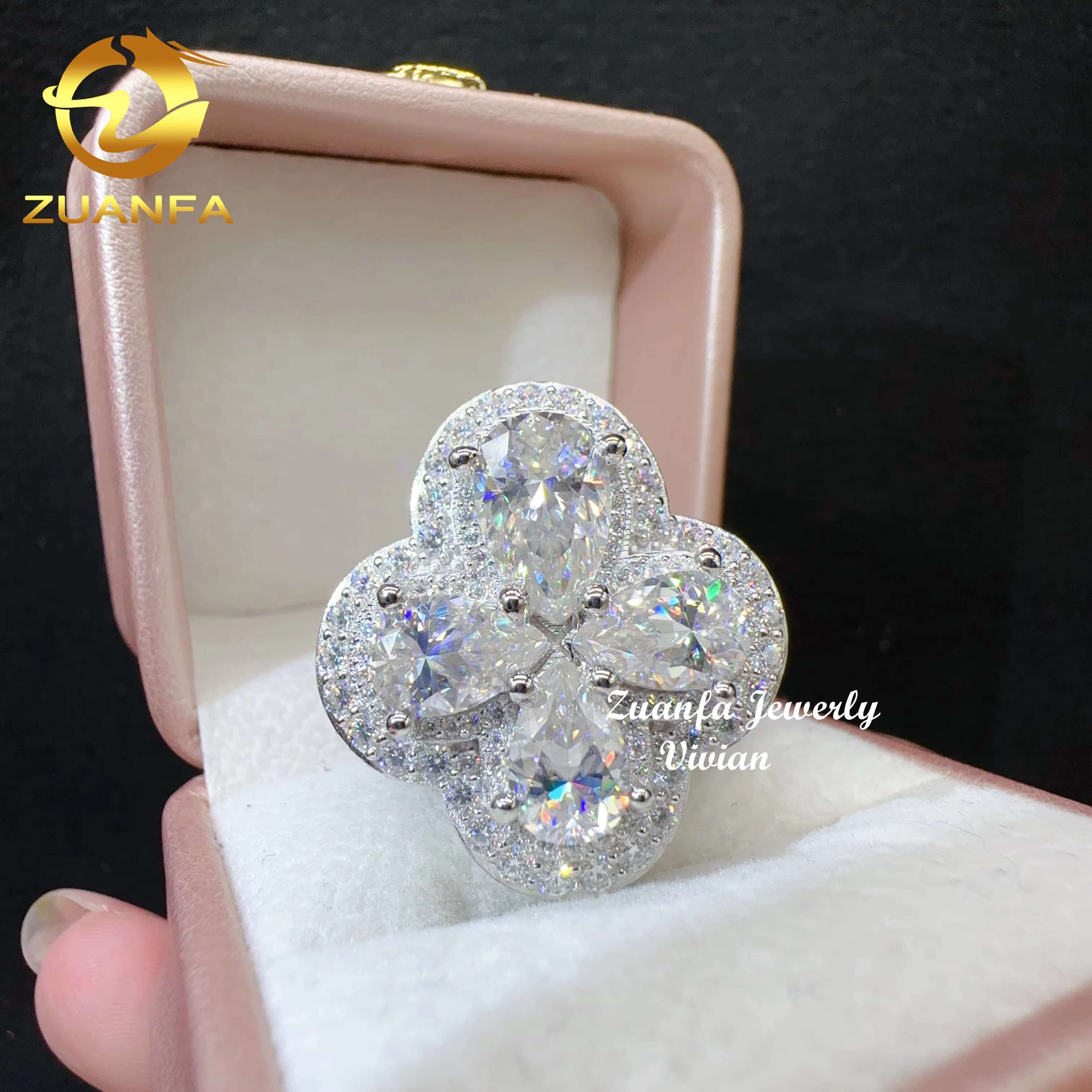 Hip Hop Jewelry Custom Ring Sterling Silver 925 Vvs Moissanite Iced Out Hip Hop Jewelry Fancy Shape Men Diamond Rings