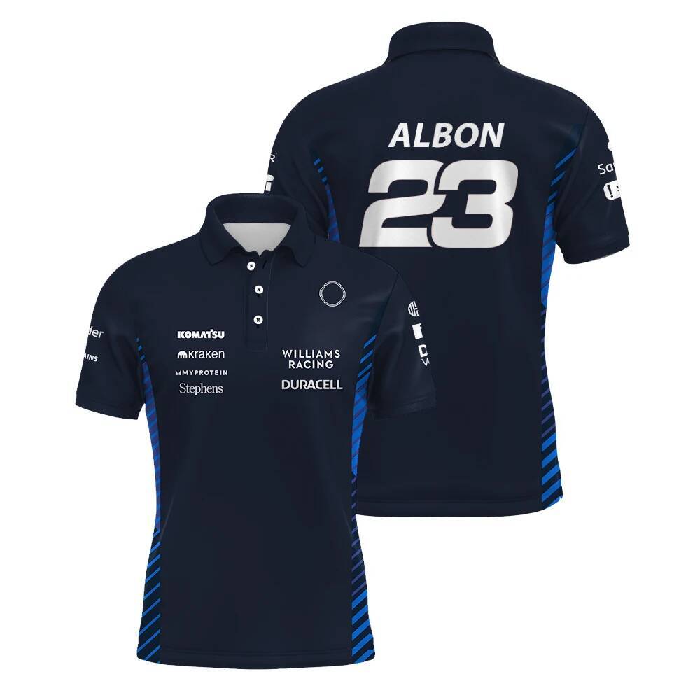 2025 New Williams Racing Shirt For Men Carlos Sainz 55 Alex Albon 23 T-Shirt Outdoor Sports Quick Dry Top Daily Plus Size Men's Polo Free Sh