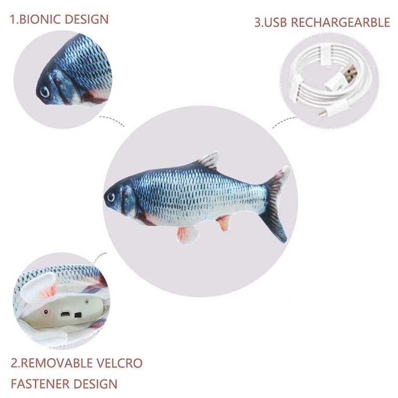 High Quality Cat dog toy fish USB charging electric cushion simulates fish interactive training teeth grinding pet chewing toy T2504012