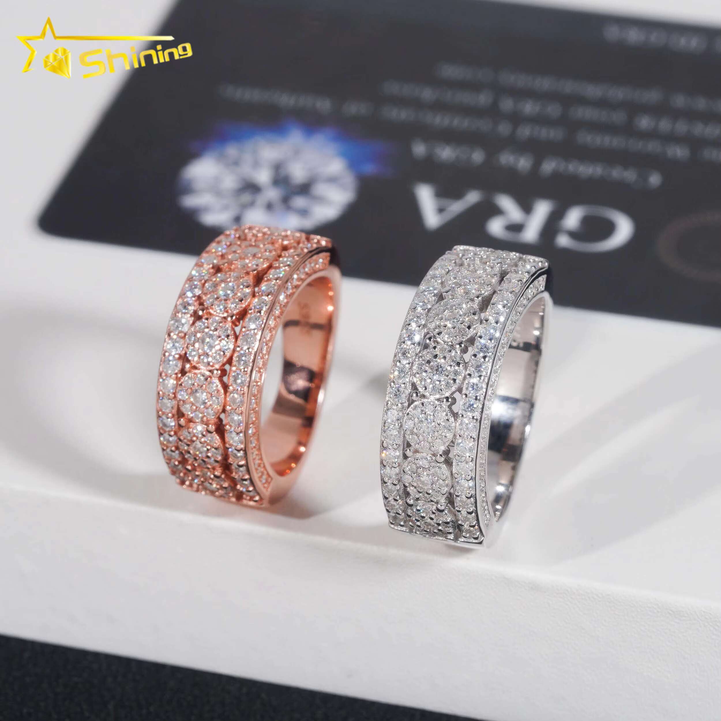 GRA Certificate 925 Sterling Silver Gold Plated Hip Hop Jewelry New Style VVS Diamond Moissanite Hip Hop Ring