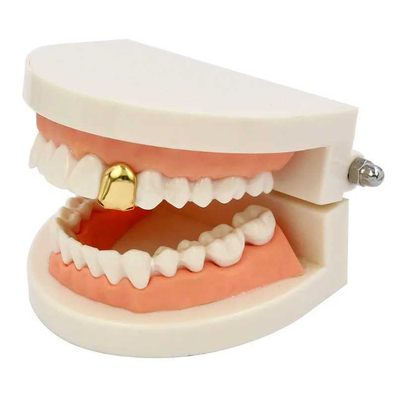 4 colors customized for gold-plated hip-hop single tooth grill cover top tooth grill cover W250412