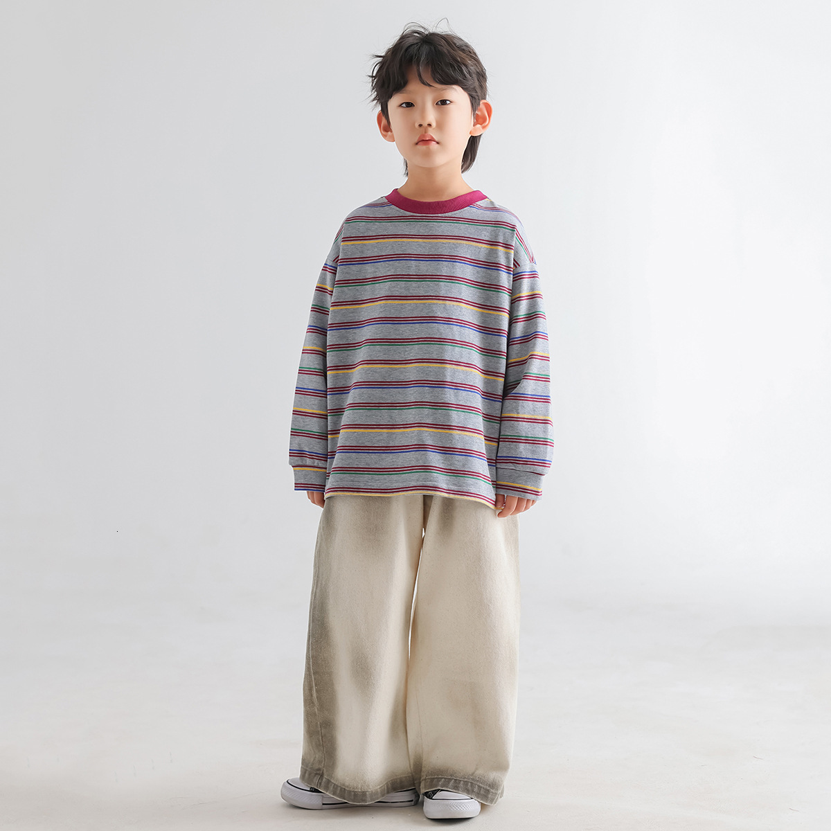 Ddmyshoesvip Boys Edition Korean Clothing New Striped Hoodie Spring Children S Loose Sports Trendy Baby Top