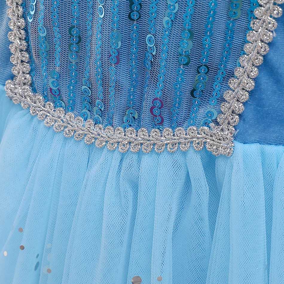 Disney Childrens Snow Queen Elsa cosplay princess dress autumn winter blue long sleeved birthday carnival Christmas party costumeXJ250411