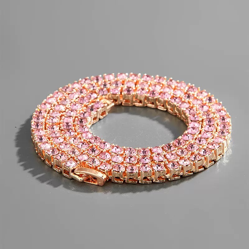 Gold-Plated 5mm Width Tennis Chain Necklace for Men & Women Chilled Silica Design, 20 inches Length