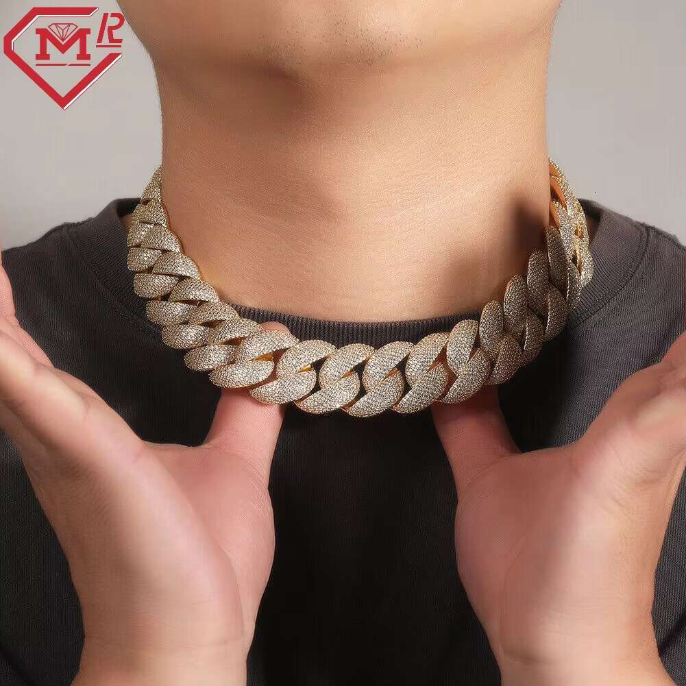Top Selling Hiphop Cuban Link Chain Pass Testter Rapper 925 Solid Silver 20mm Vvs Moissanite Cuban Link Chain