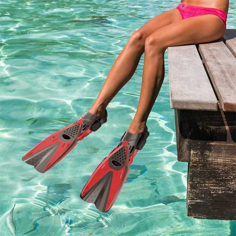 Professional inflatable foot adjustable swimming flipper diving fin water sports equipment portable diving flipper for beginnersY250412