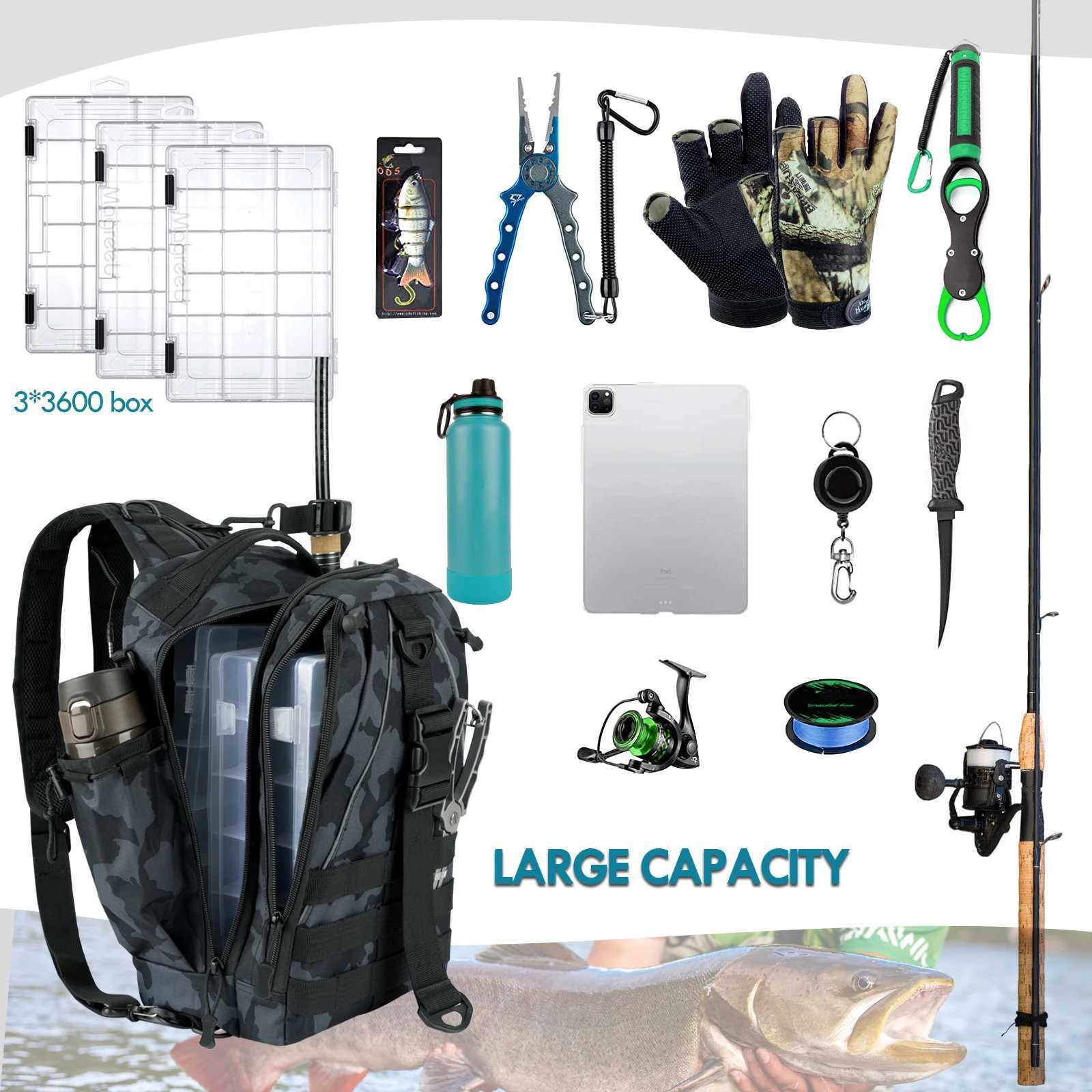 Camo Fishing Backpack Men One Shoulder Fishing Tackle Backpacks Multipurpose Fishing Lure Bag Outdoor Camping Hiking Handbags Z250411