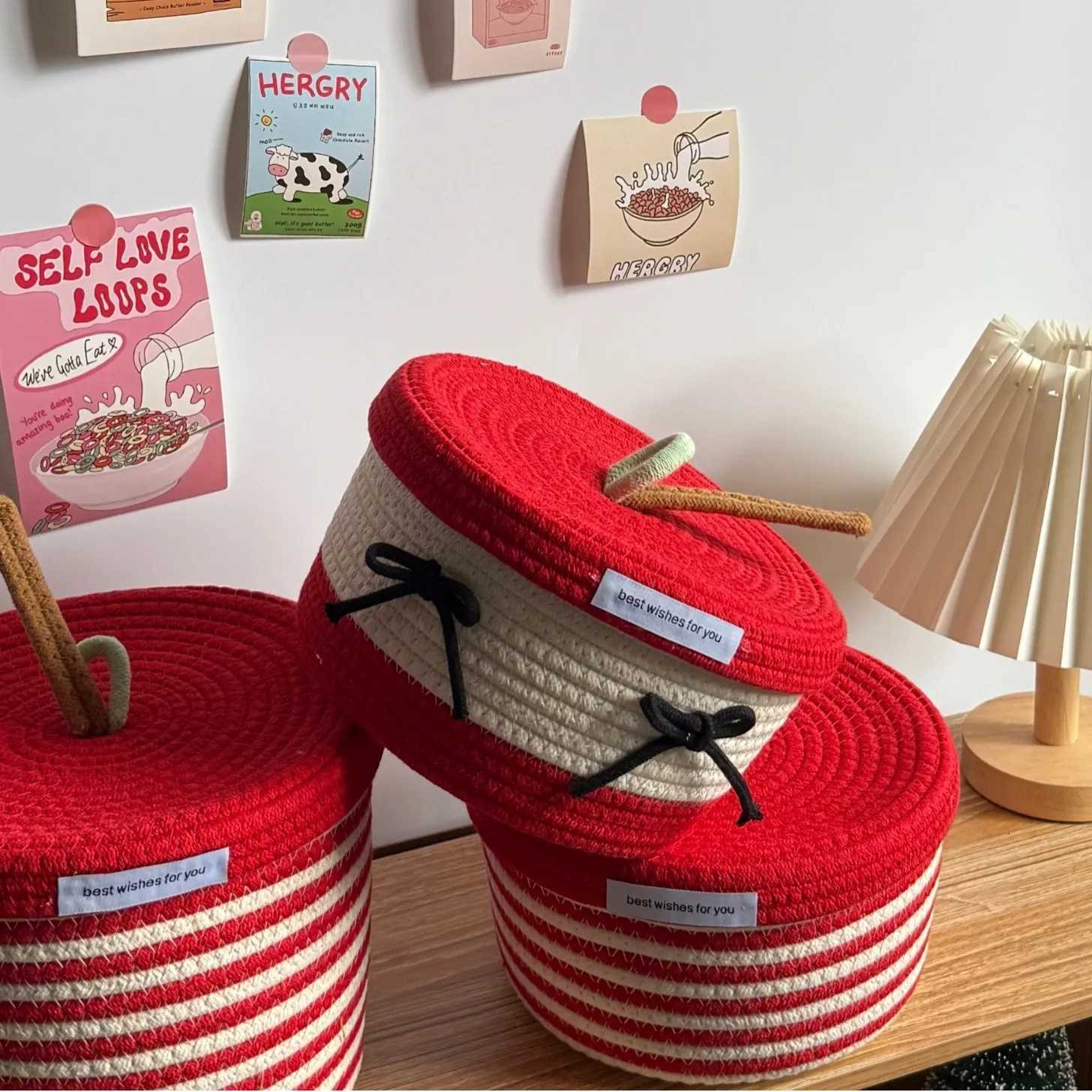 Small Rope Baskets for Storage Baskets for Gifts Empty Cute Round Woven Basket Cotton Toy Basket Storage Bins for Organizer Y251112