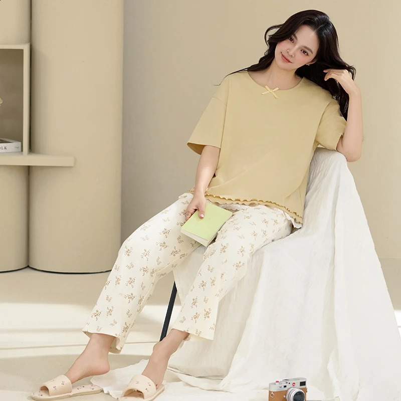 Pajamas for Women 100% Cotton Sleepwear Summer Spring Shorts Pyjamas Fashion Home Clothing HQ Anti-bacterial Pijamas Women 250411