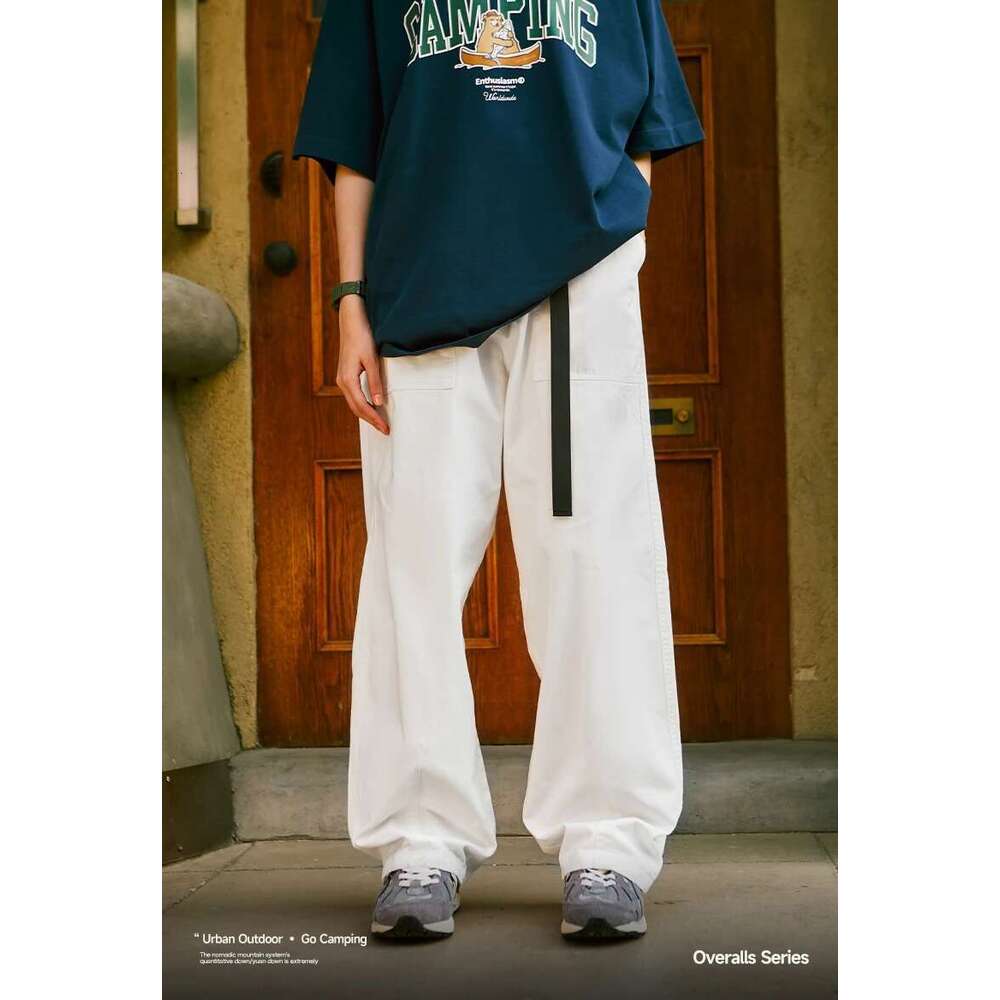 Pink Wide Mens Slacks Elastic Waist 100% Cotton Trousers Unisex Straight Leg Pants
