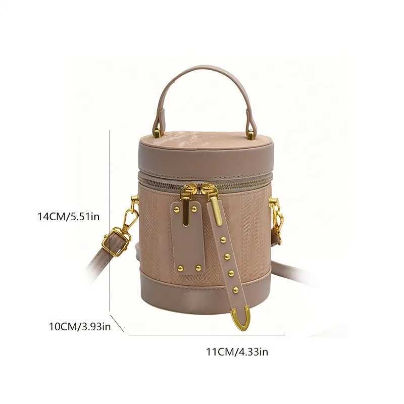 1 fashionable cylindrical design handbag and cross body bucket bag PU leather casual shoulder bag Versatile lightweight and durableXJ250412