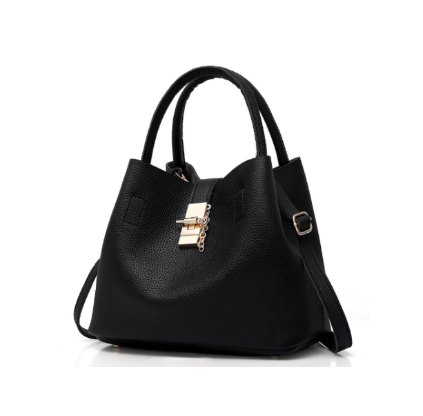 chhc ch womens bucket bag with large capacity perforated pu material exquisite and fashionable lock design