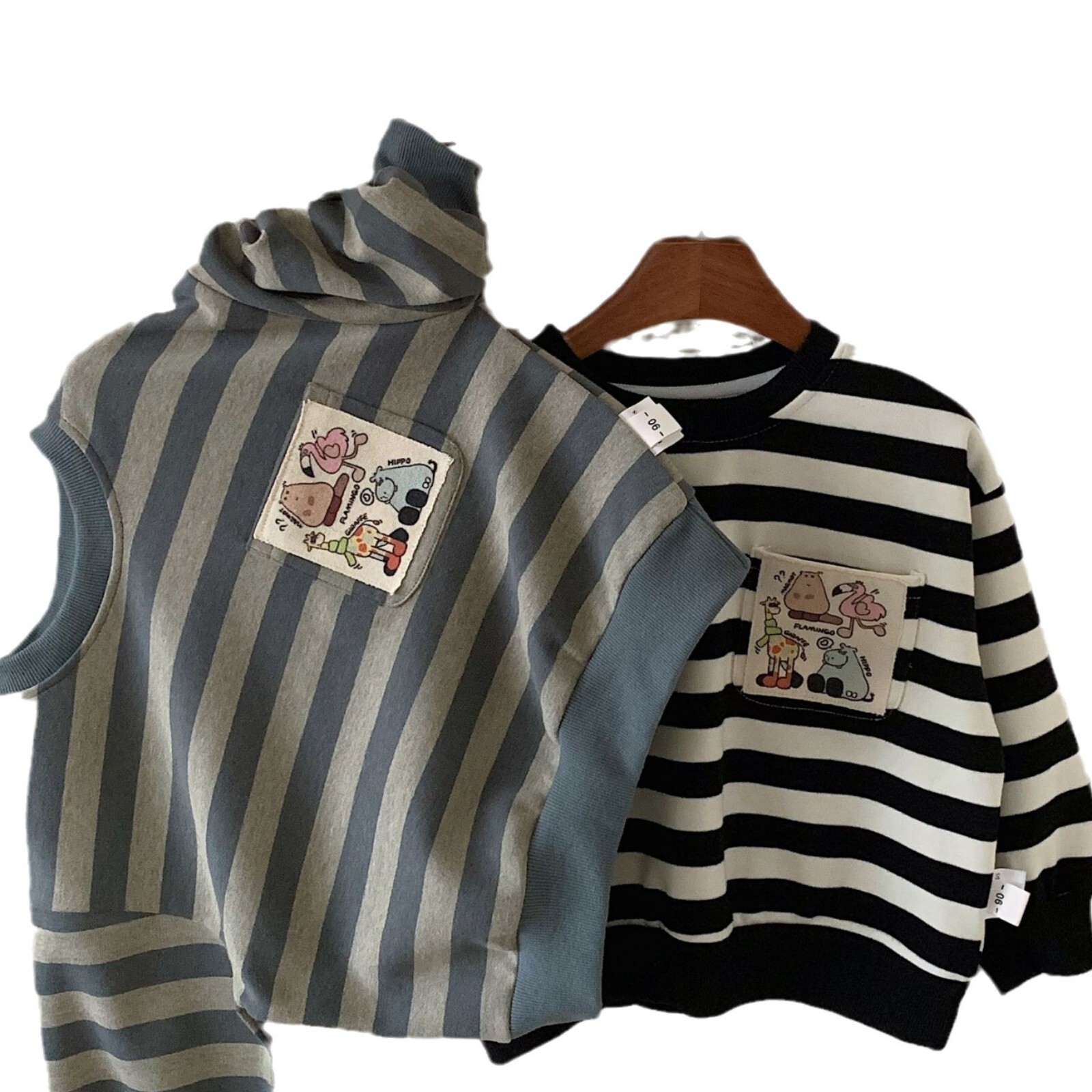 Ddmyshoesvip Children S Hoodie Spring New Round Neck Animal Pocket Boy Cartoon Long Sleeved Pullover H
