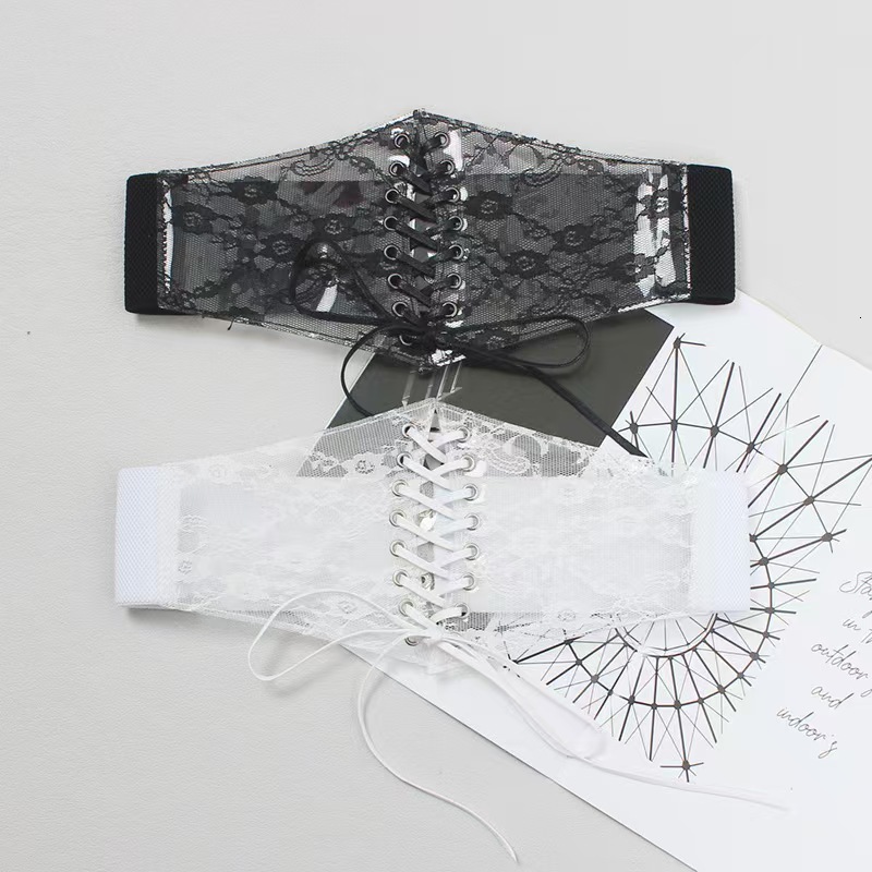 Fashion Wide Lace Cover Women's Versatile Dress Top Decorative Silk Waist Belt