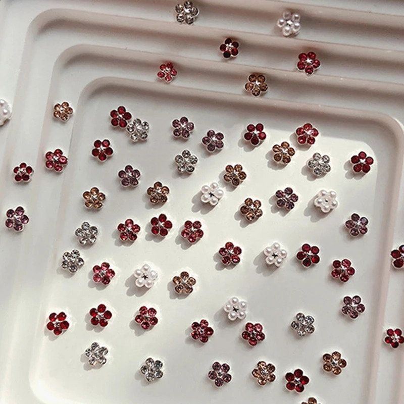 5 pieces of mini crystal five petal nail charm jewelry accessories sparkling nail decoration rhinestone supplies materials 250407