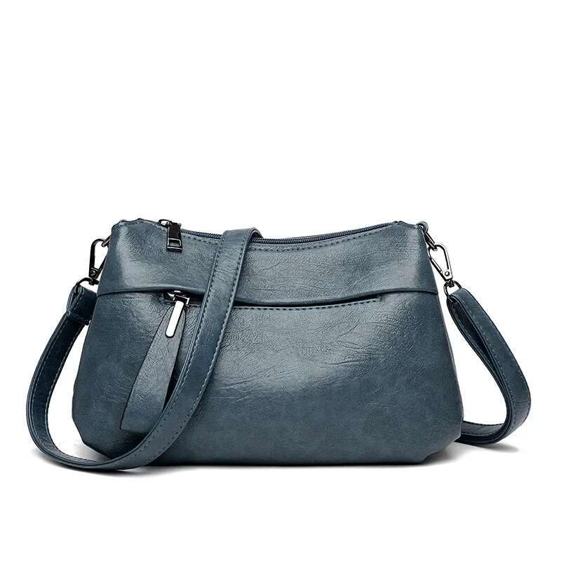 Fashion Women With Three Layers Large Capacity Shoulder Crossbody Bag Soft Leather Light Trend Mother's Messenger Handbag