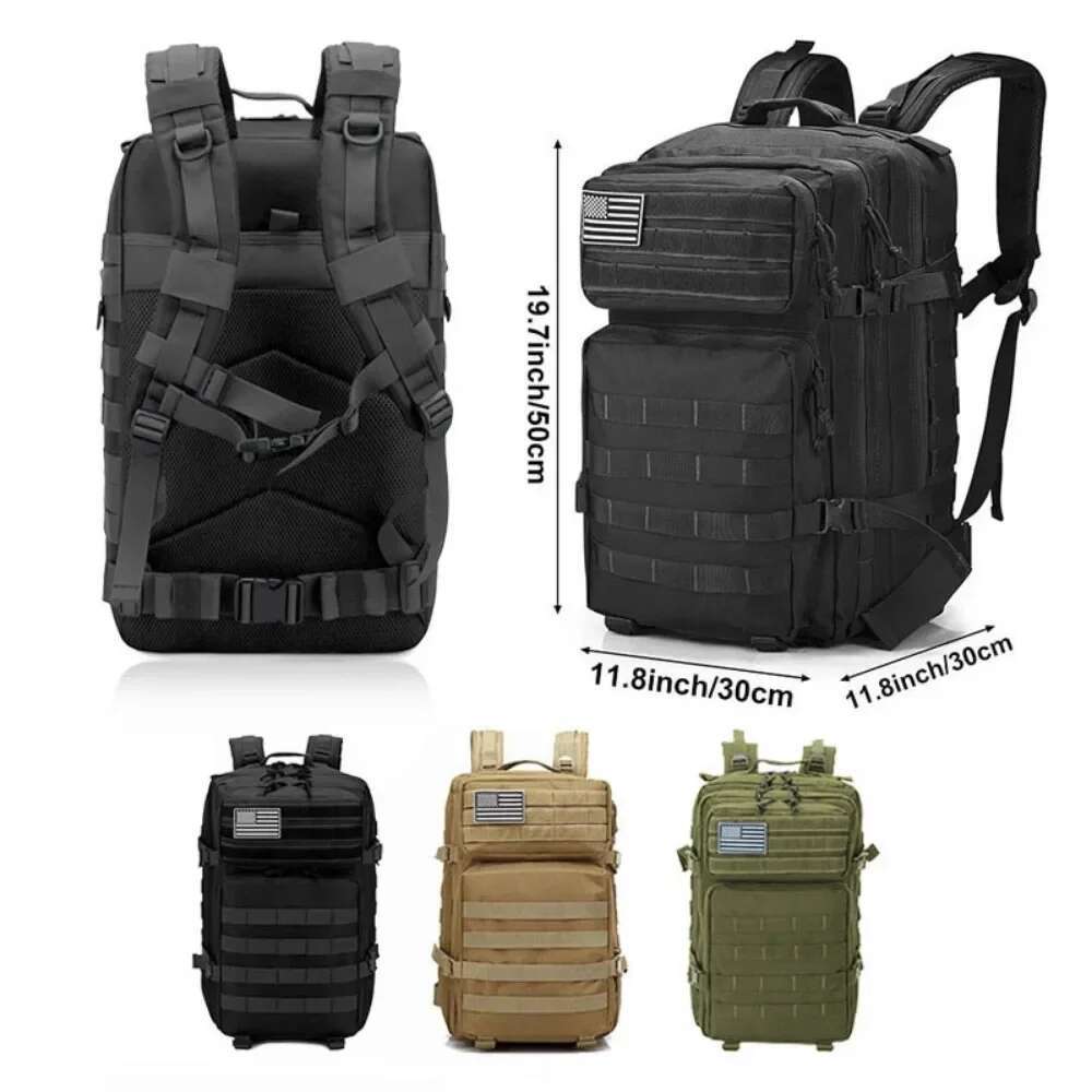50L Army Military Tactical Backpack Men's Travel Large Capacity Rucksacks Men Waterproof Outdoor Sports Multi-Functional Bags