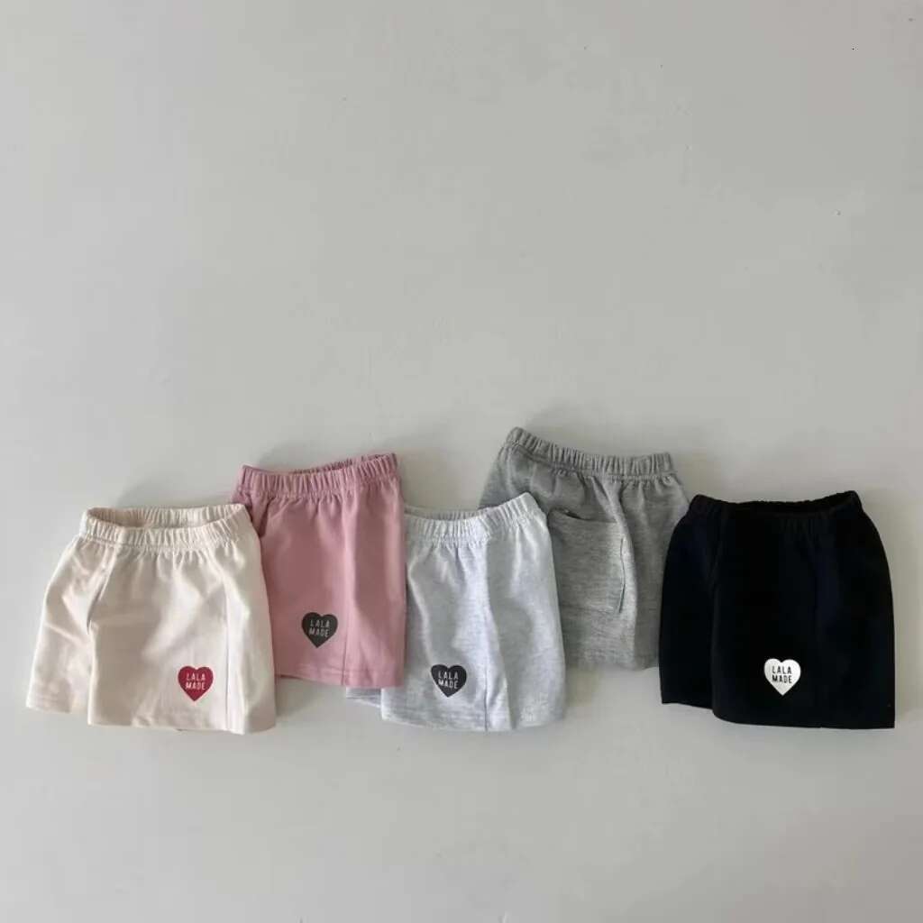 Korean Summer Boys and Girls Comfortable Pure Cotton Solid Elastic Waist Love Casual Versatile Shorts