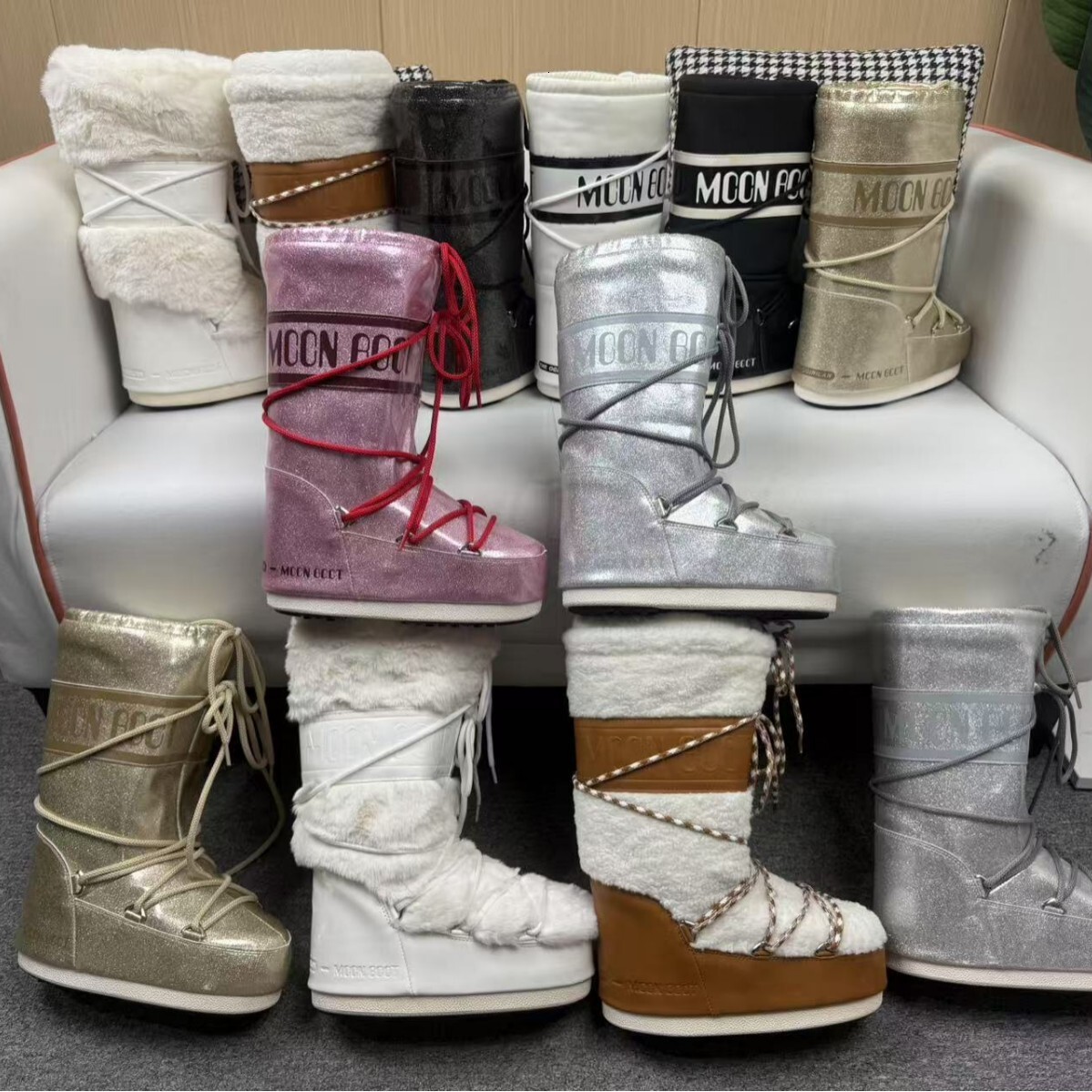 Designer boots Winter Hot Moon Thickened Warm Slip-on Cotton Waterproof Non-slip Lace-up Long Boots