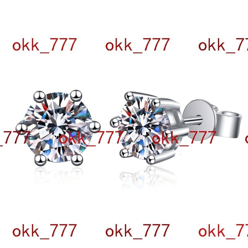 925 Sterling Silver 1 Carat VVS D Color Moissanite Stud Earring Fine Jewelry with 6 Prong Set Diamond for Wedding Gift Party