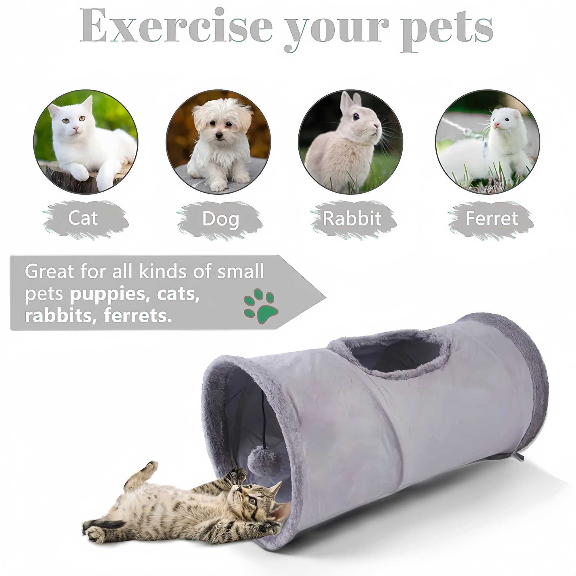 Collapsible Cat Winter Suede Tunnel for Puppy Rabbit Kitten Play Chase Hide TunnelInteractive Bedding Toy in 2 ways3 waysCro Y250412