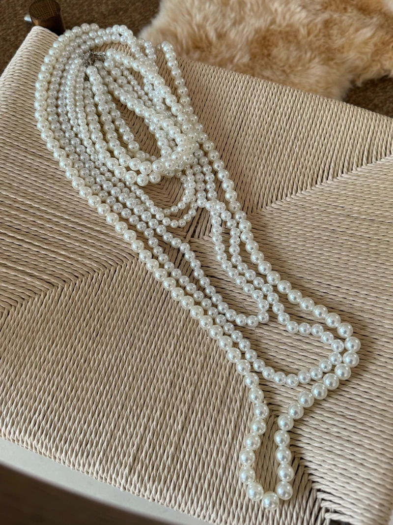 Imitation Pearl Multi-layered Womens Necklace Exaggerated Fashion High Street Club Party Banquet Necklace For Women Jewelry 250407