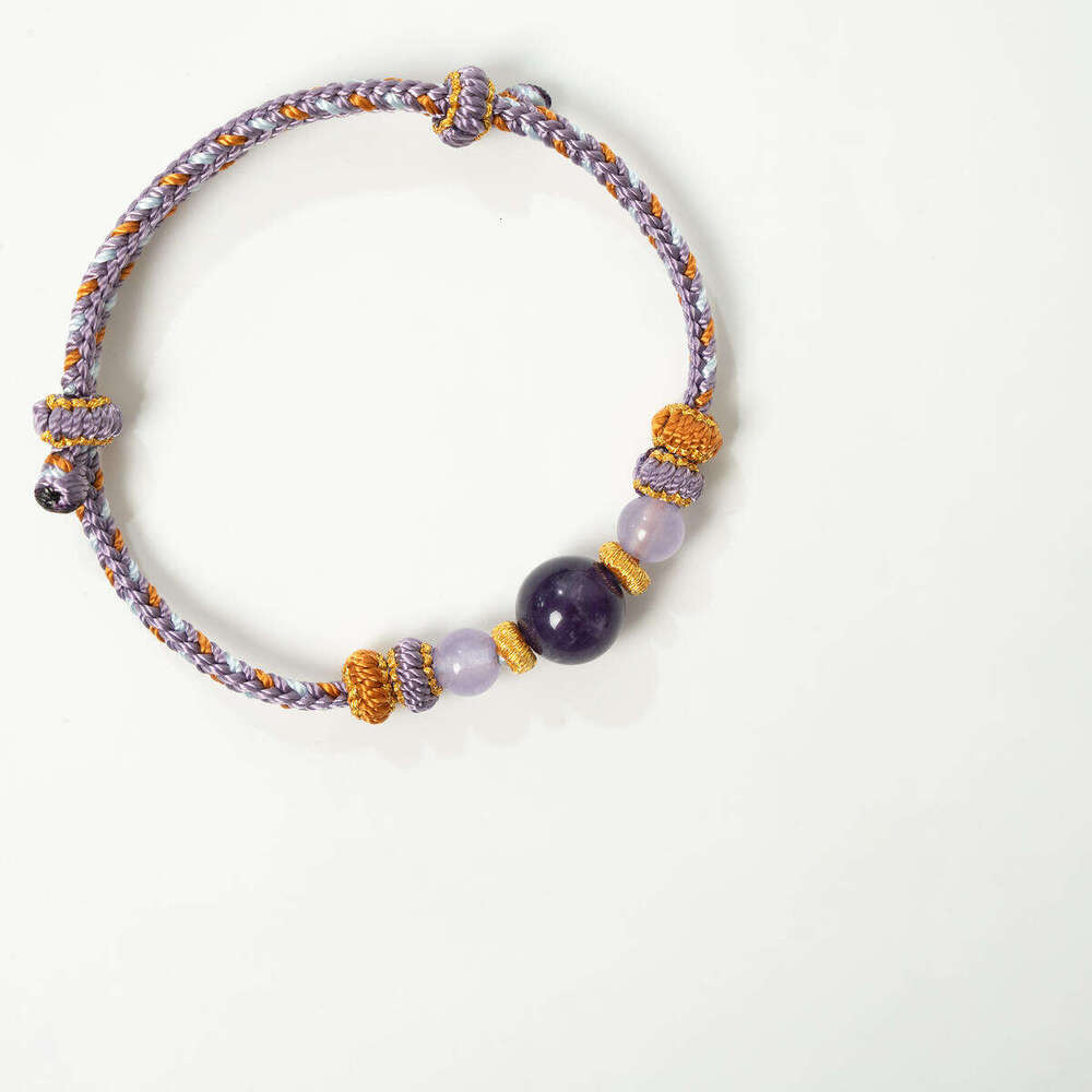 Dunhuang Artisan Crafted Amethyst Adjustable Cord - Natural Crystal Braided Jewelry for Balance & Spiritual Wellness